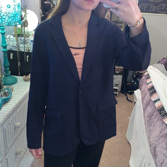 Philosophy Navy Blue Comfort Blazer Stretch Jacket Sz M